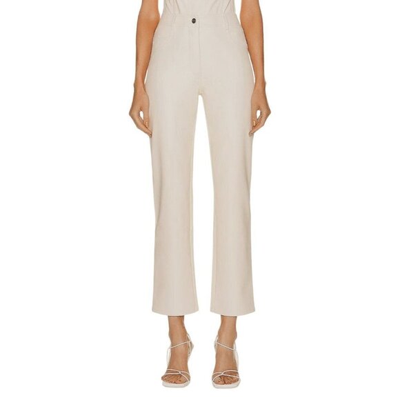 Miaou Junior Faux Leather Pant in Creme Small New Womens Vegan Trousers - Picture 4 of 13